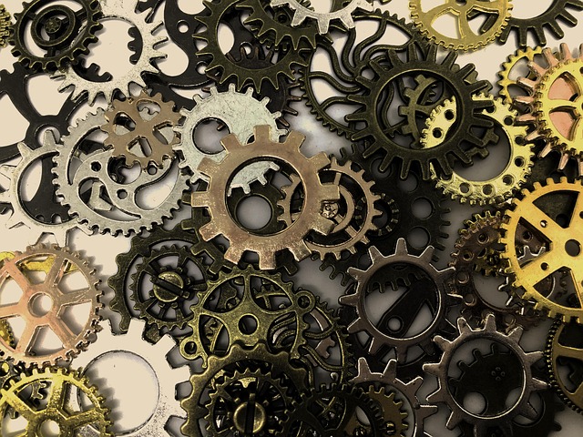 Abstract gears interlocking, symbolizing Velo Core's strong values of collaboration and precision.